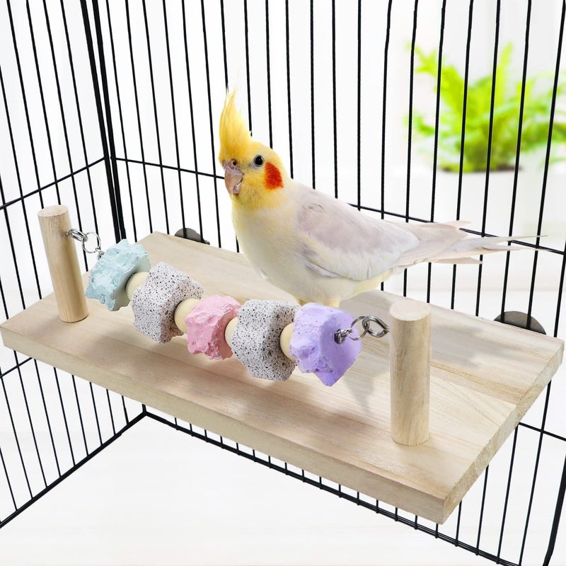 Litewoo Hamster Wooden Stand Platform Mineral Stone Sticks Molar Toy Small Animal Springboard Chew Toy Bird Trim Beak Bite Toys for Guinea Pig Chinchilla Rat Gerbil Parakeet Cockatiel Lovebird Conure - Image 4